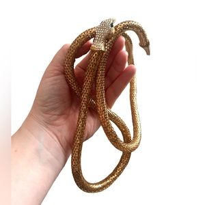 Magnetic Goldtone Rhinestone mesh Snake necklace